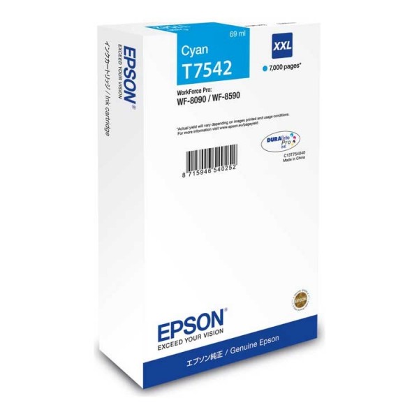 Original - Epson T7542 Cyan Cartucho de Tinta - C13T754240