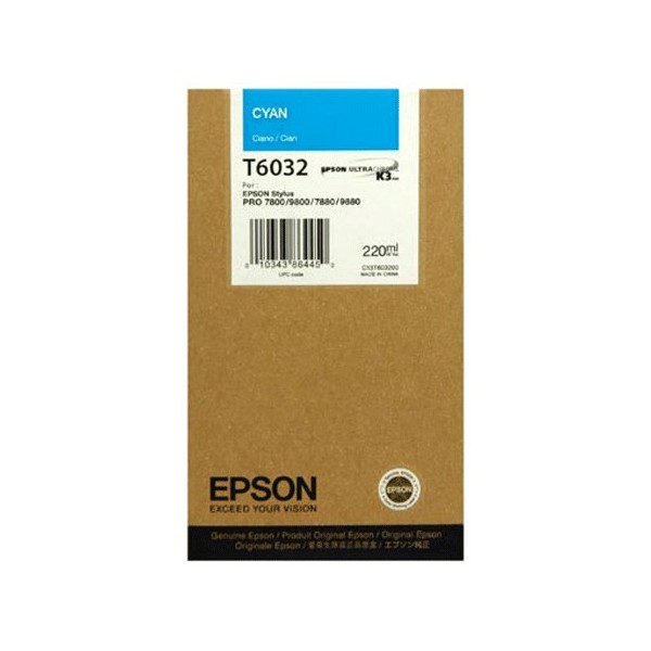 Original - Epson T6032 Cyan Cartucho de Tinta - C13T603200