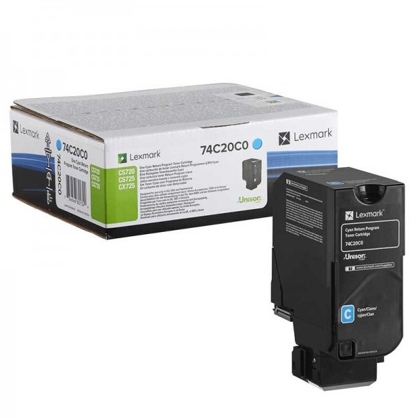 Original - Lexmark CS720/CS725/CX725 Cyan Cartucho de Toner - 74C20C0 Original - Lexmark CS720/CS725/CX725 Cyan Cartucho de Toner - 74C20C0