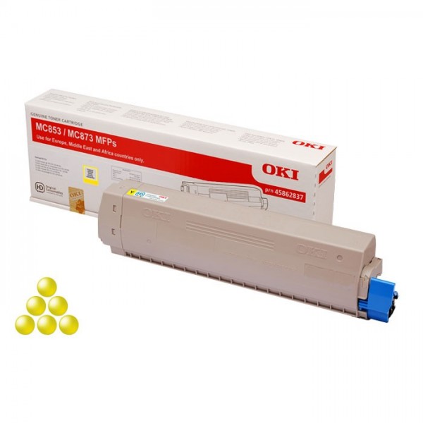 Original - OKI MC853/MC873/MC883 Amarillo Cartucho de Toner - 45862837 Original - OKI MC853/MC873/MC883 Amarillo Cartucho de Toner - 45862837