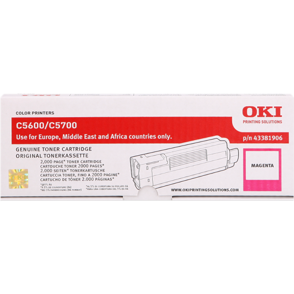 Original - OKI C5600/C5700 Magenta Cartucho de Toner - 43381906