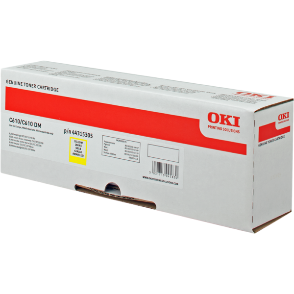 Original - OKI C610 Amarillo Cartucho de Toner - 44315305