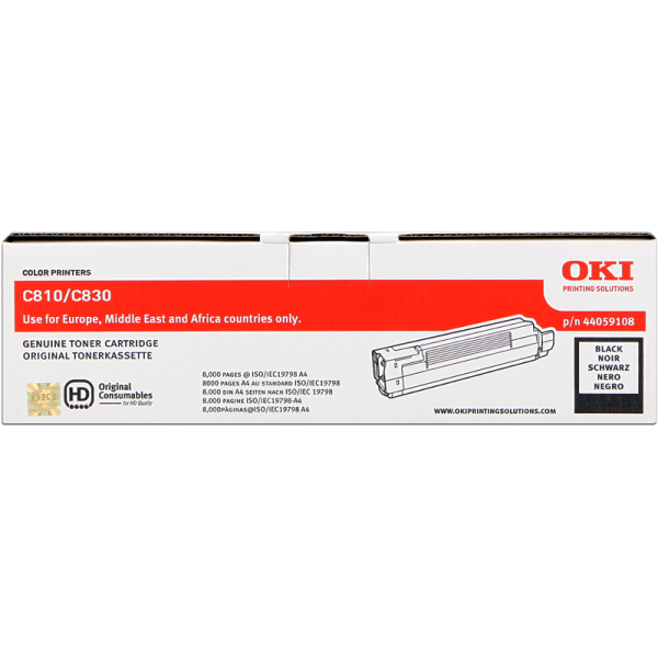 Original - OKI C810/C830 Negro Cartucho de Toner - 44059108