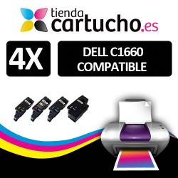 PACK 4 (ELIJA COLORES) CARTUCHOS DE TONER COMPATIBLES DELL C1660