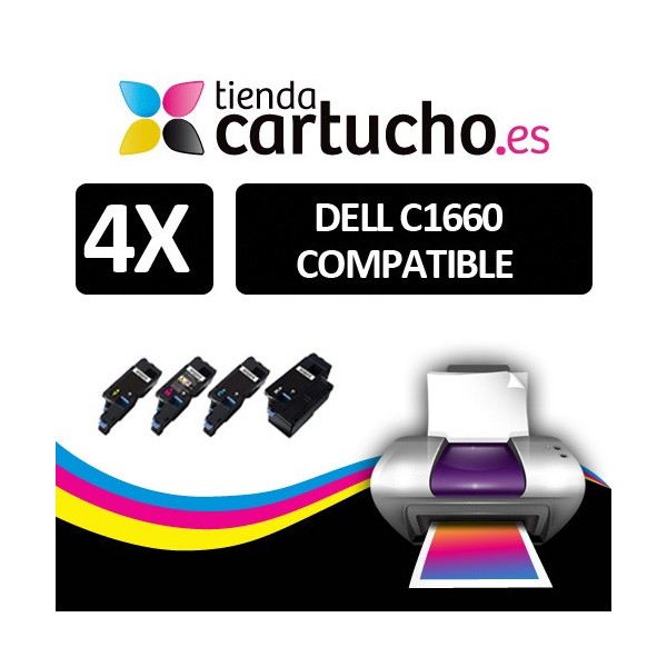 PACK 4 (ELIJA COLORES) CARTUCHOS DE TONER COMPATIBLES DELL C1660