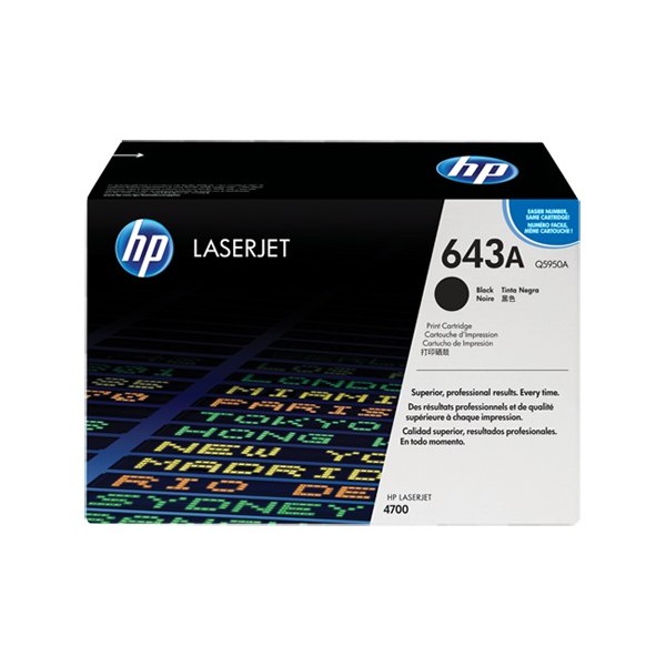 Cartucho de Toner HP 643A - Q5950A Negro original 11000 páginas