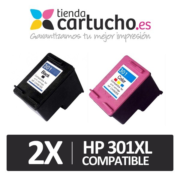 Compatible Pack HP 301XL V3 Negro + HP 301XL Tricolor Cartuchos de Tinta