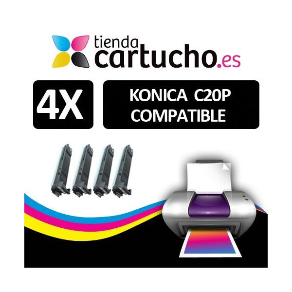 Pack 4 Toner Konica Minolta Bizhub C20P / C20 Compatible (Elija colores)