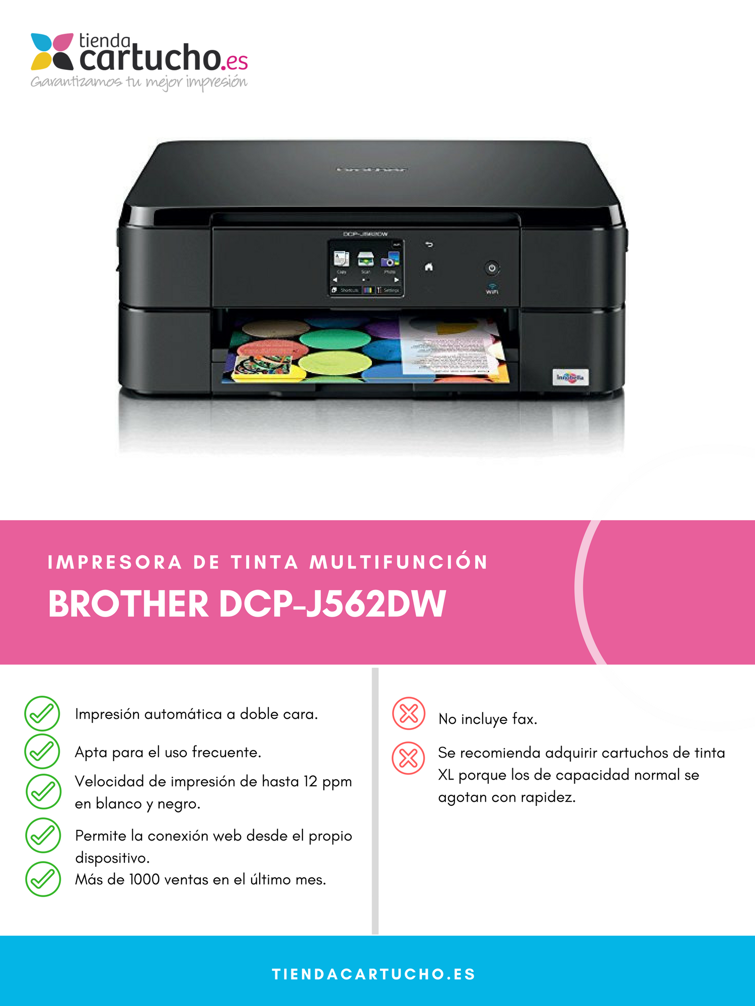 Impresora Brother Multifuncion DCP-J562DW 12PPM WIFI LAN A4 Duplex